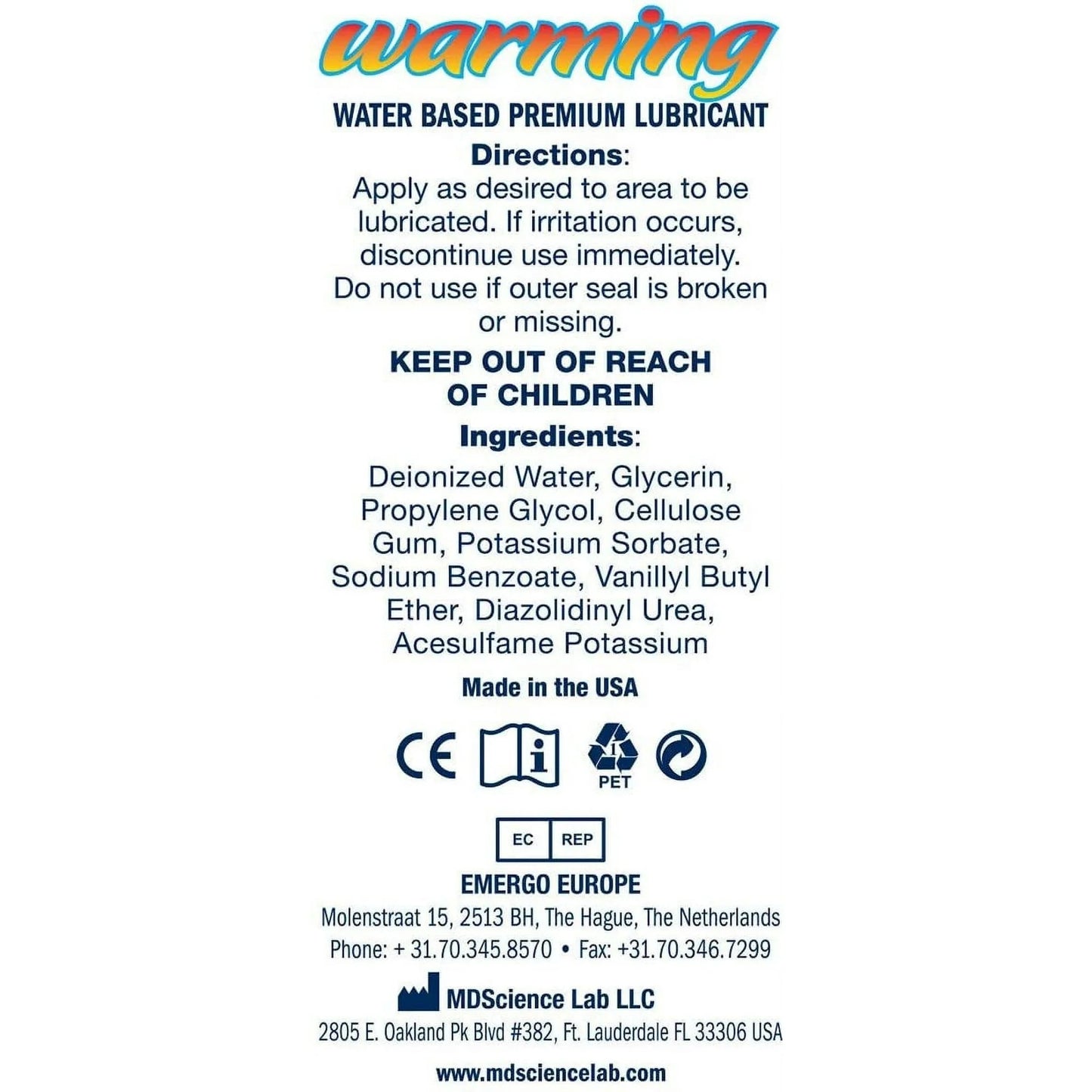 Warming Liquid Lube, Water-Based Personal Lubricant for Men, Women and Couples, 4 Fl. Oz.