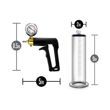 Performance VX7 Vacuum Penis Pump with Brass Trigger & Pressure Gauge Clear